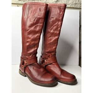 FRYE Phillip Harness Red Knee High Boots Women's 6 B